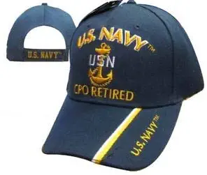 JumpingLight U.S. Navy CPO Retired USN Ball Cap Hat Embroidered 3D (Licensed) TOPW for Home, Official Party, All Weather Indoors Outdoors