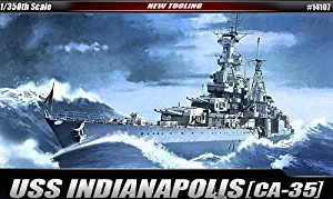 Academy Plastic Model 1/350th Scale USS CA-35 Indianapolis Military Ship Kit #14107