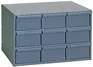 Durham 004-95 Gray Cold Rolled Steel Vertical Storage Cabinet, 17-1/4" Width x 10-7/8" Height x 11-5/8" Depth, 9 Drawer