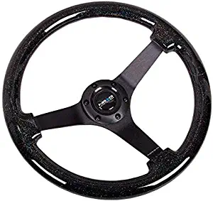 NRG Innovations ReinReplacement forced RST-036BSB-BK 350mm 3" Deep Dish Neo Chrome Spoke Galaxy Sparkle Wood Steering Wheel