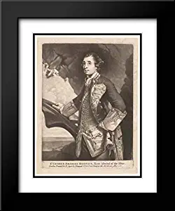 Sir Joshua Reynolds - 28x36 Black Modern Frame and Double Matted Museum Art Print - Sr. George Bridges Rodney, Rear Admiral of The Blue.