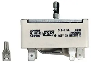 Supco ES9404 Surface Element Infinite Switch Replaces Whirlpool WP3149404, AP6007668, AP3095448, 3149404