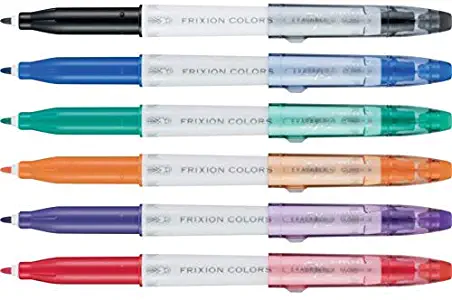 Pilot FriXion Erasable Marker Pen, Bold Point 2.5mm, Colors, Pack of 6, Standard Assorted