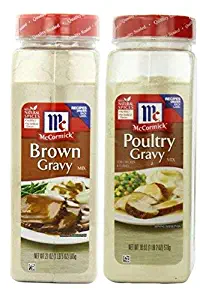 McCormick Gravy Mix Value Bundle - 2 Items- McCormick Brown Gravy, 21 Ounce and McCormick Poultry Gravy 18 Ounce