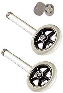5" Walker Wheels Replacement Kit, Universal Replacement Wheel Kit for Walkers with Pair of Walker Ski Glides, 5 Inch Wheels by Healthline Trading