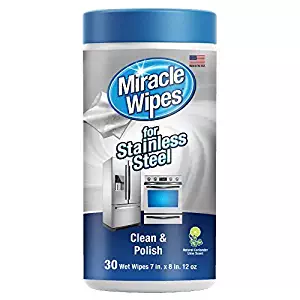 MiracleWipes for Stainless Steel Cleaning - Kitchen Appliances, Oven, Grill, Refrigerator, Dishwasher, Microwave, Sink, Hood - Removes Fingerprints and Smudges - Cleaning Supplies - (30 Count)