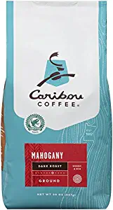 Caribou Coffee, Mahogany Dark Roast, 20 oz. Bag, Dark Roast Blend of El Salvador, Sumatra, & Guatemala Coffee Beans, Earthy, Dark, & Bold, with A Raw Sugar Finish, Arabica Coffee; Sustainable Sourcing