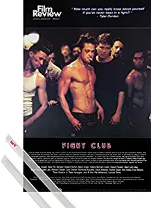 1art1 Fight Club Poster (36x24 inches) Brad Pitt, Film Review Collection (Fight Scene) and 1 Set of Transparent Poster Hangers