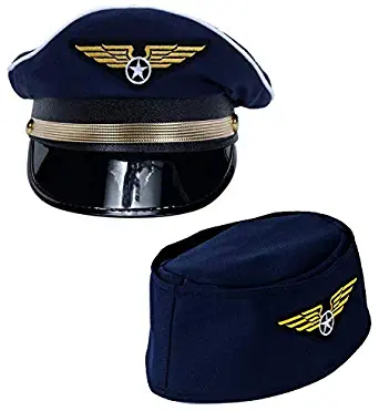 Tigerdoe Pilot Hat - 2 Pack - Captain Pilot Hat - Pilot and Flight Attendant Costume - Couples Costumes