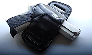 Cal38SWH Handcrafted Leather Belt Slide Holster for SW Model 5906,6906 (R.H) Tan Black
