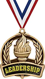 Leadership Medals, 2" Gold Student Achievement Medal Award, Comes with Neck Ribbon Prime