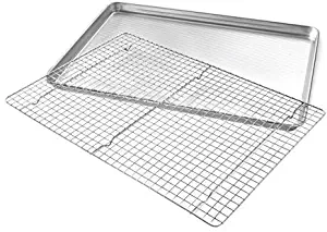 USA Pan Bakeware Extra Large Sheet Baking Pan and Bakeable Nonstick Cooling Rack Set, XL, Metal