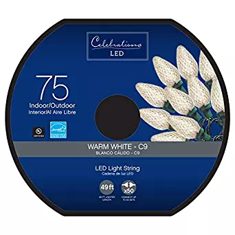 Celebrations 47735-71 C9 Led Light Bulbs On A Reel, 49', Warm White