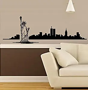 BestPricedDecals New York City Skyline with Detailed Statue of Liberty #2 ~ Wall Decal 13" X 40"