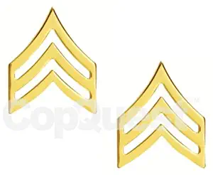 Rank Insignia - Chevrons - 3/4-inch - Sergeant - 3 Stripe - Pair - Gold Finish