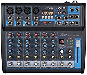 Audio2000'S AMX7323-Professional Eight-Channel Audio Mixer with USB Interface, Bluetooth, and DSP Sound Effects (AMX7323)