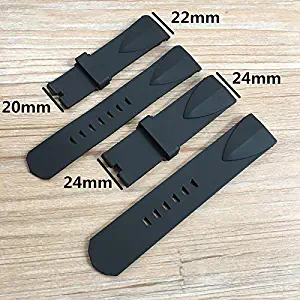 Lochita Watchbands - 22mm 24mm Black Silicone Rubber Watchbands for Corum ADMIRAL'S Cup Wacth Strap Wristband Bracelet Without Buckle - (Band Color: 24mm Black, Band Width: Without Buckle)