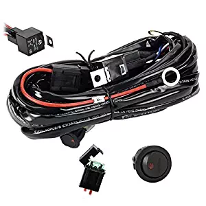 Eyourlife Wiring Harness, Heavy Duty Wiring Harness Kit for Led Light bar 300W 12V 40A Fuse Relay On/Off Switch Relay 14AWG 12FT Length Universal Fitment Light Bar Accessories