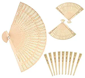 Forsun Sandalwood Fan (Set of 50 pcs) - Baby Shower Gifts & Wedding Favors&birthday gifts&Christmas gift