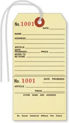 SmartSign Pack of 100 Numbered Repair Tags with Attached String | 5 1/4" x 2 5/8" Manila Cardstock