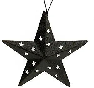 Factory Direct Craft Package of 12 Farmhouse Black Rustic Metal 5 Point Barn Stars (4" x 4")