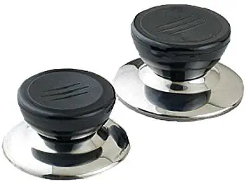 PZRT 2-Pack Universal Pot Lid Cover Knob Handle, Kitchen Cookware Replacement Pan Pot Handgrip Lid Knob Cap,Stainless Steel Base Circular Plastic Holding Knob Screw Handle