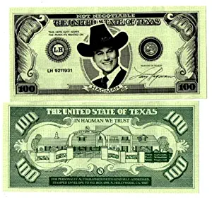 RARE DALLAS LARRY HAGMAN - $100 BILL- IN HAGMAN WE TRUST - FRESH CRISP BILL MINT