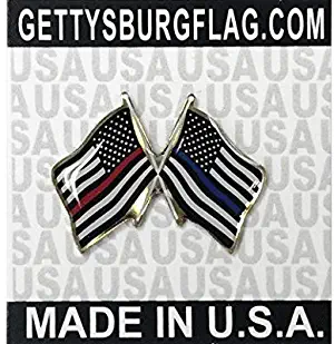 Gettysburg Flag Works Thin Blue Line and Thin Red Line First Responder Crossed Lapel Pin