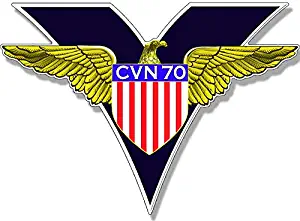 American Vinyl USS Carl Vinson CV70 V Eagle Logo Sticker (Naval Ship Logo Insignia)