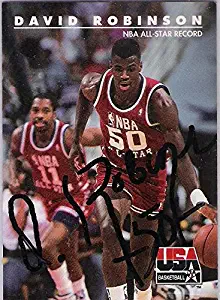 DAVID ROBINSON (THE ADMIRAL) #50 -C- Inducted HOF 2009 Signed 1992 SKYBOX TRADING CARD - Basketball Autographed Cards
