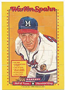 Warren Spahn Puzzle DP Warren E. Spahn, Milwaukee Braves (Baseball Card) 1989 Donruss Lead #588 63 Pieces