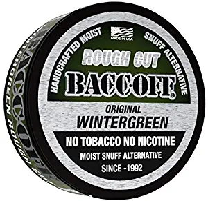 BaccOff, Original Wintergreen Rough Cut, Premium Tobacco Free, Nicotine Free Snuff Alternative (10 Cans)