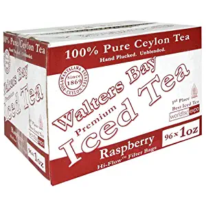 Walters Bay & Company, Pure Ceylon Premium Iced Tea, Raspberry Flavored,96-Count, 1-Ounce Pouches