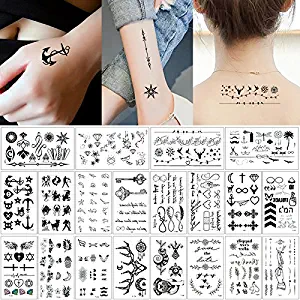 20 Sheets Fake Black Tiny Temporary Tattoo Body Sticker Hand Neck Wrist Art Fashion