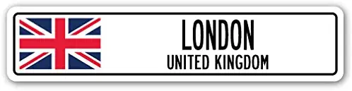 London, United Kingdom Street Sign British Britons Brits Flag City Country Gift