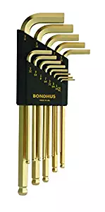 Bondhus 37937 Set of 13 Balldriver L-wrenches with GoldGuard Finish, Long Length, sizes .050-3/8-Inch