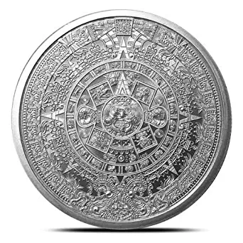 1 oz .999 Aztec Calendar Stone, Eagle Warrior Emperor of Tenochtitlan New