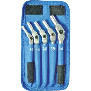 Bondhus 00018 HEX-PRO Pivot Head Torx Wrench Set (5 Piece), Includes Sizes: T40, T45, T47, T50 & T55, Chrome