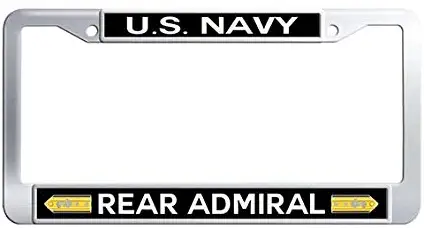 US Navy Rear Admiral License Plate Frame,Stainless Steel License Plate Covers