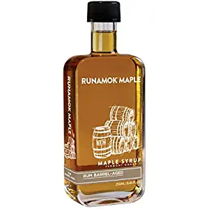 Runamok Maple Rum Barrel Aged Maple Syrup - Authentic & Real Vermont Maple Syrup | Non-Alcoholic & Natural Sweetener | Great for Ice Cream, Cheese Pairing & Pancakes Maple Syrup | 8.45 Fl Oz (250mL)