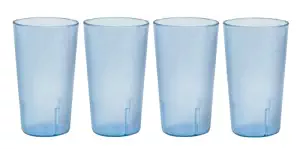 32 oz. (Ounce) Restaurant Tumbler Beverage Cup, Stackable Cups, Break-Resistant Commerical Plastic, Set of 4 - Blue