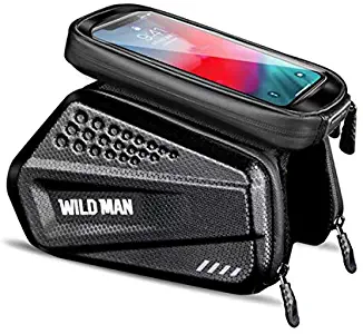 WILD MAN Rainproof Top Tube Frame Bike Bag with Touch Screen Phone Mount for Bicycle Cycling