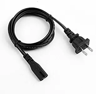 6FT 2 Prong Wall Extension Power Cable 2 Slot Cord for Sony PS2 Playstation, PS3 Slim,Sony Playstation 4 (PS4) Slim (1pack)