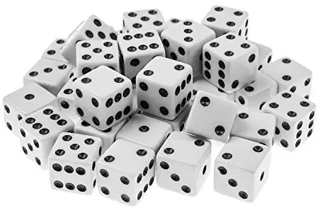 Handy Basics 100 Pack Standard Game Dice 16mm (White)