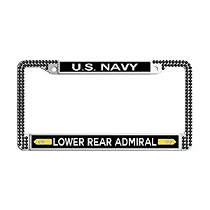 Hensonata U.S. Navy Lower Rear Admiral Bling Crystal Car Licence Plate Covers, Bling Rhinestones Car tag Frame,Black