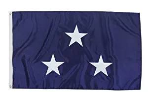 U.S. Navy 3-Star Vice Admiral Indoor Outdoor Appliqued Nylon Flag Grommets 3' X 5'