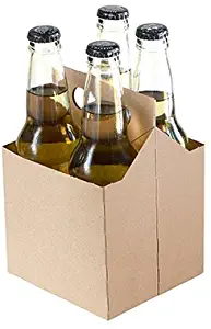 4 Pack Cardboard Beer Bottle Carrier For 12 Ounce Bottles Kraft (24 Count)