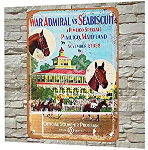 Jager War Admiral Vs Seabiscuit Retro Metal Decor Wall Plaque Vintage Tin Sign for House Cafe Club Home Or Bar