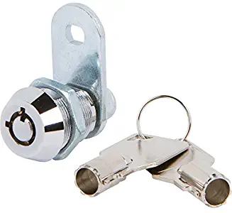 Tubular Cam Lock with 5/8" Cylinder and Chrome Finish, Keyed Alike with 2 Keys, 1 1/4" Cam and Offset Cam