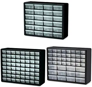 Akro-Mils 10124 24 Drawer Plastic Parts Storage Hardware and Craft Cabinet, 20-Inch x 16-Inch x 6.5-Inch, Black